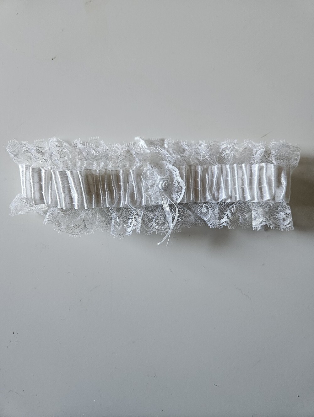 White Lace Bridal Garter with Satin Ribbon Rose